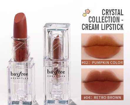 Bayfree Crystal Collection Cream Lipstick 5 Color Matte Long Wearing