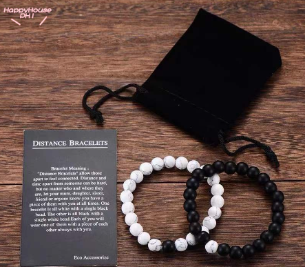 2Pcs Couple Bracelets Velvet Packing Classic Natural Stone Beaded Bracelet Jewelry Gifts