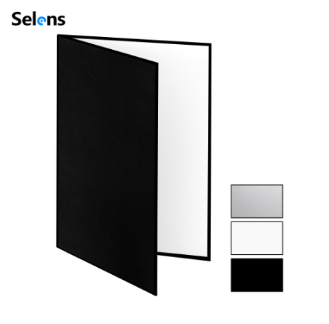 Selens Photo Reflector Board for Photograpi Photo Shooting Light Reflective Thick Folding Black Silver White 21X29.5CM