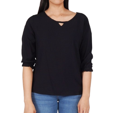 Bobson Japanese Ladies Basic Woven Regular Fit 130790-U (Black)