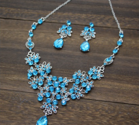 Wedding Party Necklace Earring Set Butterfly Water Drop Necklace Bridal Wedding Jewelry Accessories