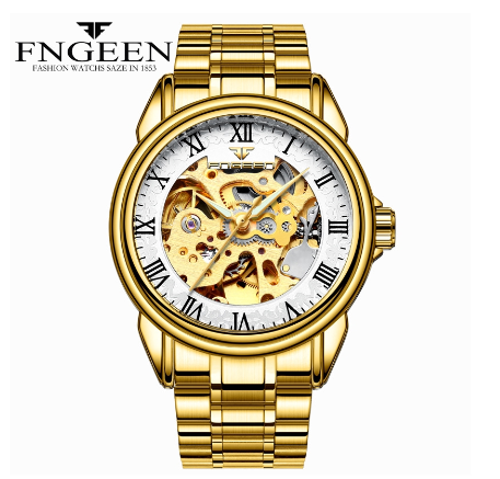 FNGEEN 8866 Men's Automatic Mechanical Watch ALL GOLD WHITE
