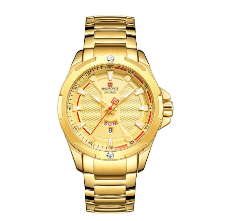 Naviforce Men Fashion Luxury Black Military Quartz Sport Wateproof Casual Wristwatch GOLD