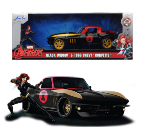 Jada Toys 1:24 Scale - Marvel Avengers - Black Widow & 1966 Chevy Corvette