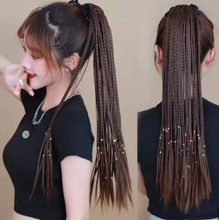 Hip Hop Dirty Braid Braided Braid Ponytail Woman Wig Naturally Realistic Bandage Ponytail