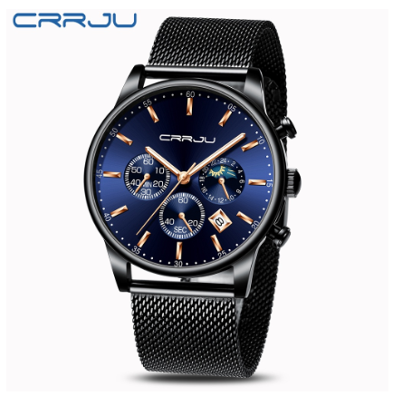 CRRJU Luxury Brand Mens Sport Watches Military Stainless Steel Quartz Waterproof 2266 X M04