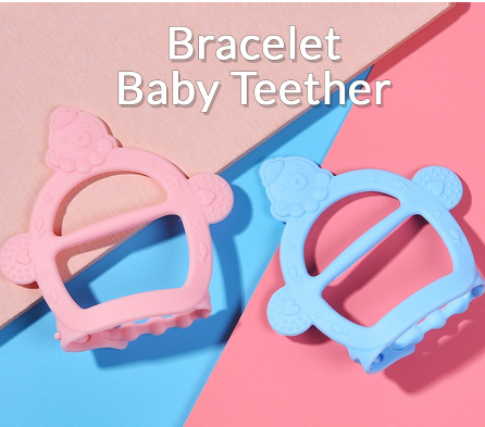 Silicone Teether Bracelet Mouth Gum Oral Care Wrist-Wrap Toy No BPA