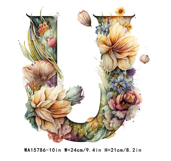 A-Z Letter Visual Design Iron On Transfer For Clothing Dtf Transfers Ready To Press U