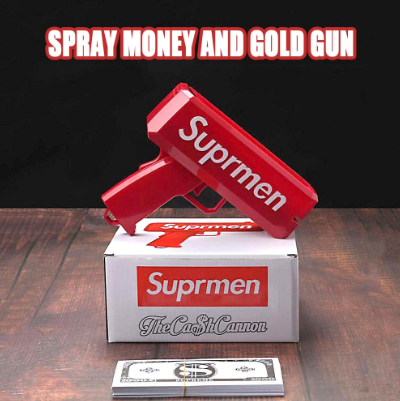Money Gun Spray Cash and Gold Gun Fun Party Game Toys Supreme The Cash Cannon Paper Rain Toy Gun
