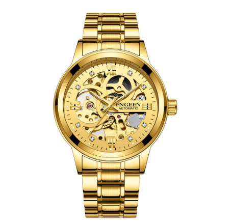 FNGEEN 6018 Men's Automatic Mechanical Watch ALL GOLD STEEL