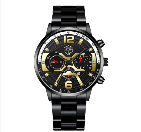 Full Steel Men's Quartz Business Wacthes Mens Stainless Steel Calendar Analog Wrist Watch Relo Ng Kalalakihan STEEL BLACK GOLD
