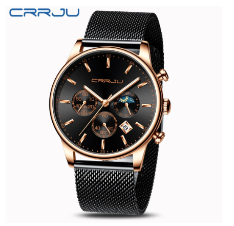 CRRJU Luxury Brand Mens Sport Watches Military Stainless Steel Quartz Waterproof 2266 X M07