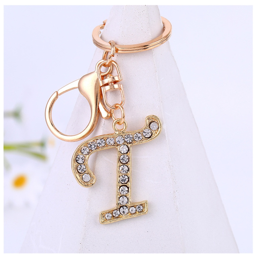 New A-Z 26 Letter Key Chains Stainless Steel Keychain Charm Fashion Accessories Key Ornaments T