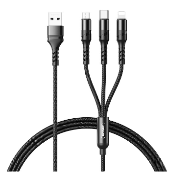 Remax  3.1A Charging Cable Three-in-One Braided Durable RC-186th