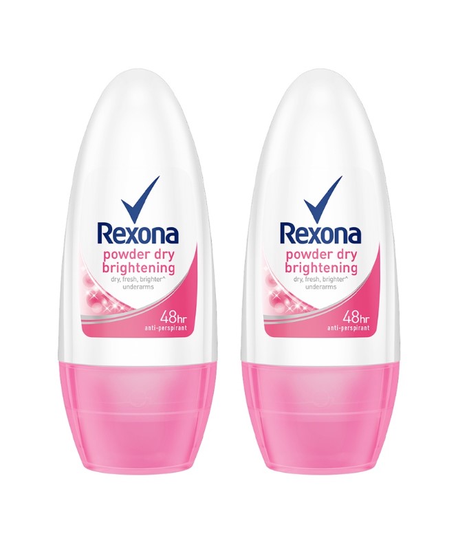 Rexona Roll On Deodorant Powder Dry Brightening 50ML BUNDLE OF 2