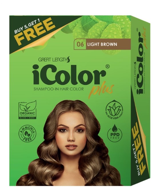 ICOLOR Plus Shampoo-In Hair Color Light Brown 30ML 5plus1 FREE