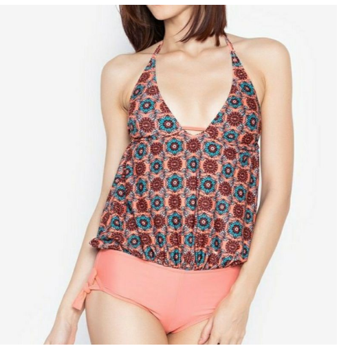 Women's Backless Sexy Push Up One-Piece Flower Retro Triangle Swimsuit 001