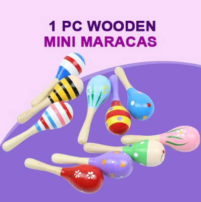 Wooden Mini Maracas Toy Baby Rattle Wood Toys Tiny Grains Shaking Musical Rattles