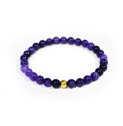 Amethyst Stone Bracelet with 18K Gold Plated Bead