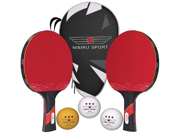 NIBIRU SPORT Ping Pong Paddles Set of 2 - Premium Table Tennis Paddles Kit with 2 Rackets, 3 Balls & Portable Case - Pingpong Paddles & Accessories, Outdoor Or Indoor Play