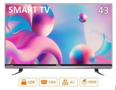 GELL 43 Inches Smart TV Android TV Youtube & Google Play LED TV FHD Metal TV Body With Wall Bracket