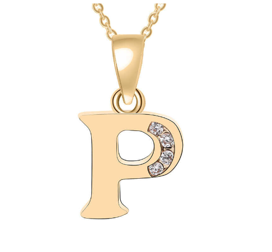 Couple Jewelry Fashion Gift Gold Color Cubic Zirconia A-Z Letter Copper Women Chain Pendant Initial P