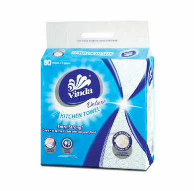 Vinda Deluxe Kitchen Towel 2 Ply 80 sheets Pack of 3