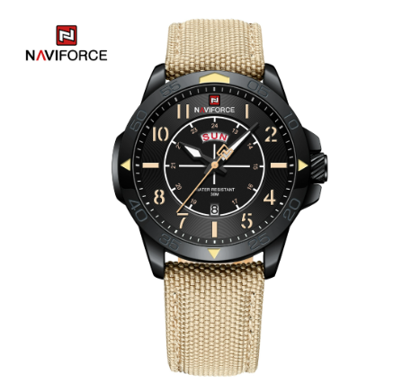 Naviforce Men Brand Fashion Sports LED Analog Digital Quartz Waterproof Wristwatch BLACK CREAM