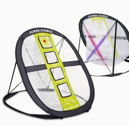 SAPLIZE 1pc Golf Chipping Net, Ultra-Stable Pop Up X-Shaped Golfing Target Net For Indoor/Outdoor/Backyard Accuracy And Swing Practice, Portable Golf Training Net