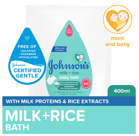 Johnson's Milk + Rice Baby Bath 400ml Refill-Baby Essentials,Baby Care,Baby Wash,Body Wash For Baby