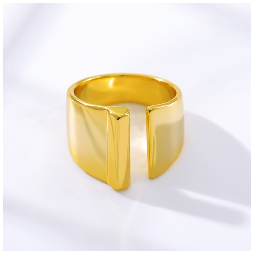 Maxzone Fashion Adjustable Open Gold Initial Rings For Women Stainless Steel A-Z Letter Ring Ladies Meaningful Wedding Jewelry Gift I