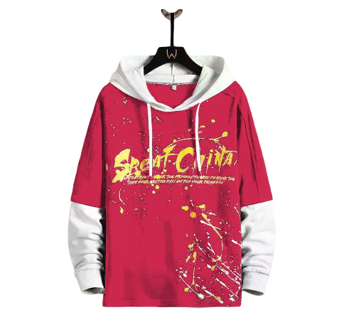 Print Unisex Hooded Fashion Not Zipper Jacket Makapal Tela