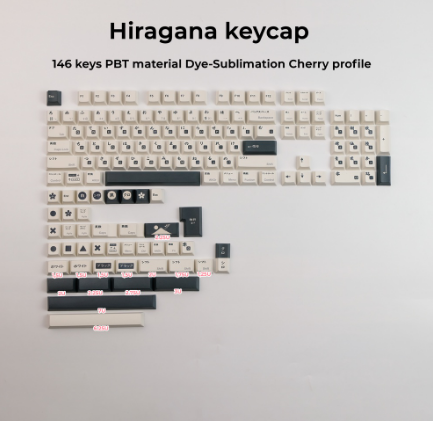 Humha Hiragana keycap 146 keys PBT material Dye-Sublimation Cherry profile Mechanical Keyboard keycap Personalized keycaps