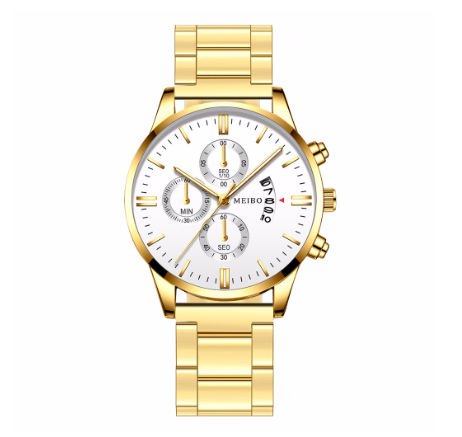 Men Stainless Steel Business Watch With Calendar Luxury Men Sport Watch Quartz Clock MEIBO Watch 003