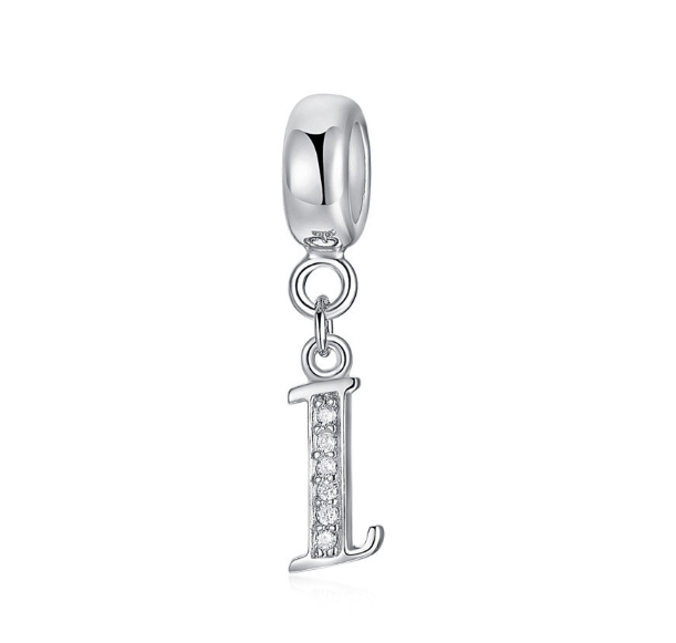 Pandora Letter Charm 925 Silver 26 Letters Diamond Charms Bracelet Pendant I
