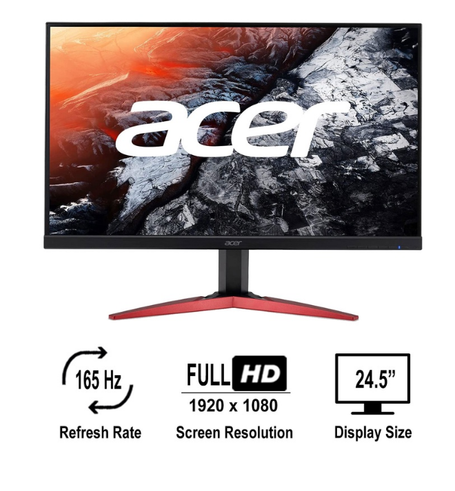 Acer KG251Q SBMIIPX 24.5" FHD 1920x1080 VA Technology 1ms 165Hz Ergonomic Tilt Gaming Monitor