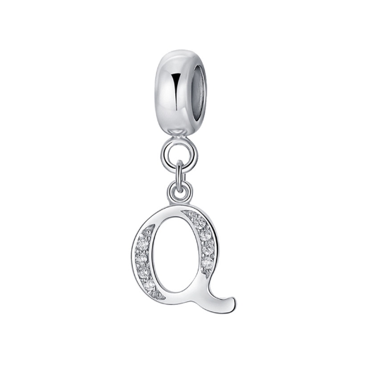 26 English Letter Pendants Suitable For Pandora Bracelet DIY Necklace 925 Silver-Plated Charm Simple Fashion Jewelry Pendant Q