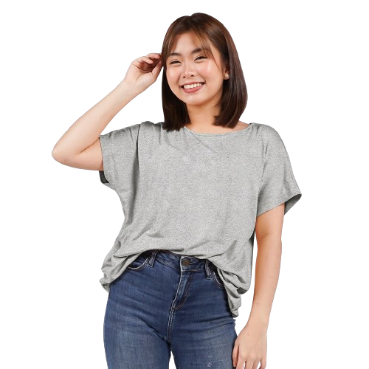 INSPI Drape Tops for Women Korean Top Trendy Tee Pambahay Blouse Cotton Shirt Yellow Blue Sleepwear (Light Gray)