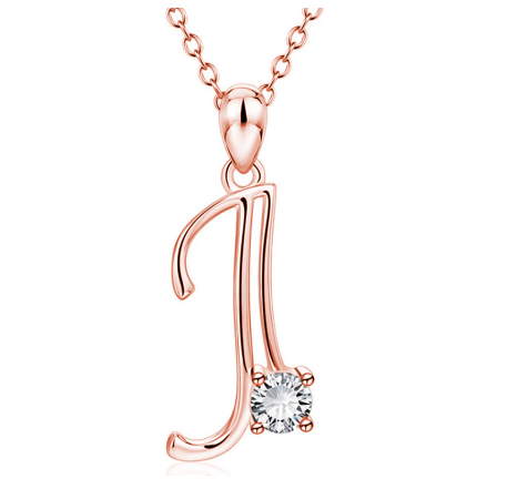 26 Letter Rose Gold Necklace Pendant Classic Fashion Men's and Women's Letter Diamond Necklace Jewelry Wholesale J