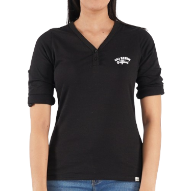 RRJ Basic Tees for Ladies Regular Fitting Shirt Casual Top T-shirt for Ladies 124192 (Black)
