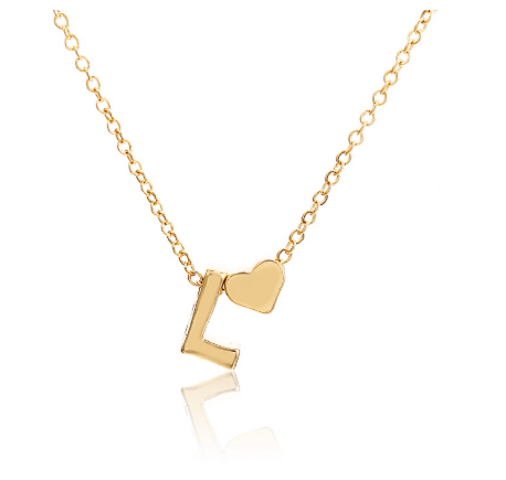 Fashion 26 Letter Pendant Necklace Peach Heart Letter Necklace Clavicle Chain Choker for Men Women Jewelry Gifts L