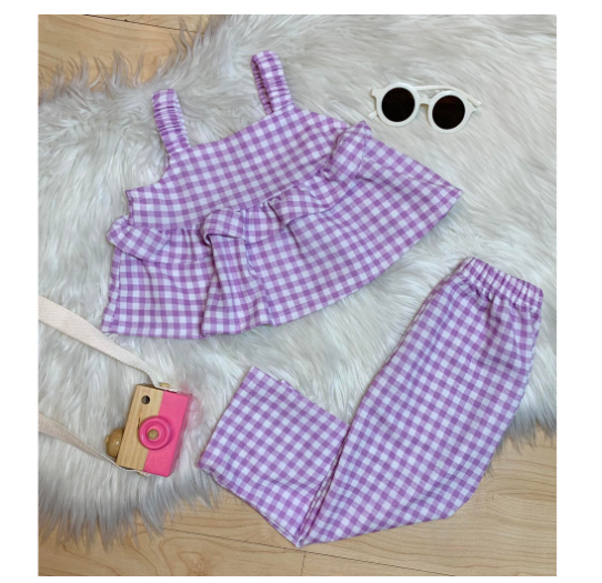 Sophia Gingham Fashion OOTD Terno for Kids-Girls D11