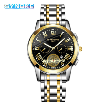 Synoke business quartz watch fashion minimalist design men's watch GOLD BLACK
