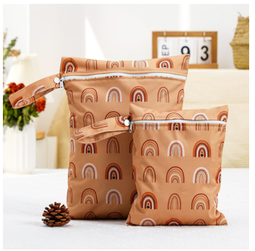 2pcs Reusable Wet Bags with Two Zippered Pockets and Handle 6