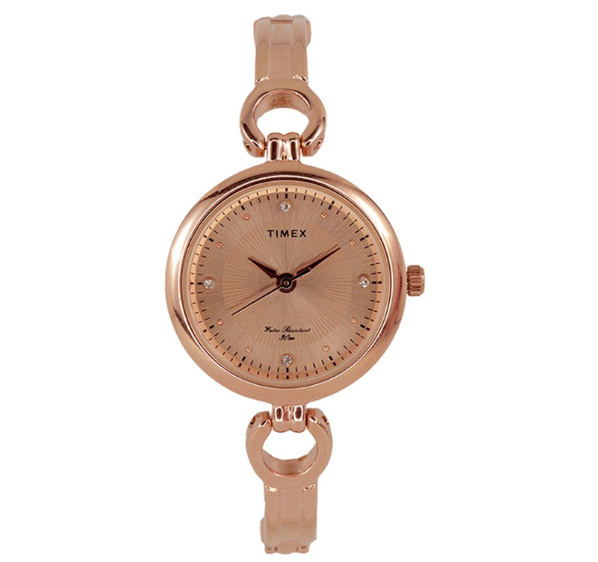 Timex L114 Series Rose Gold Stainless Steel Analog Quartz Watch For Women TWEL11425E CLASSICS