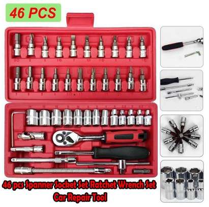 SJW High Quality 46pcs/set Tool Box Car Motorcycle Repair Set Hand Tools Home Service motor DIY