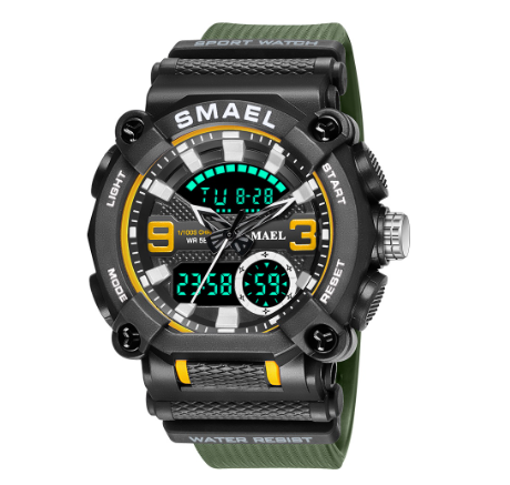 Smael 8052 New Fashion Men's Sports Watch Luxury Brand Military Waterproof Digital Quartz Dual Display Date Wristwatch M08