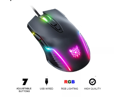 Onikuma CW905 Wired RGB Gaming Mouse, USB Optical Computer Mice with RGB Backlit (Black)