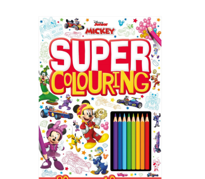 Mickey & the Roadster Racers Disney Super Colouring Book with Stickers & Colour Pencils for Kids