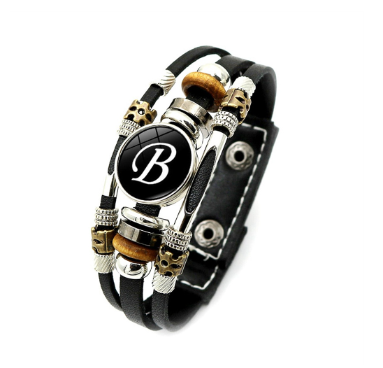 Fashion 26 Letter Leather Bracelets Multilayer A-Z Name Initials Bracelet For Men Women Wrist Accessories Jewelry Birthday Gifts B